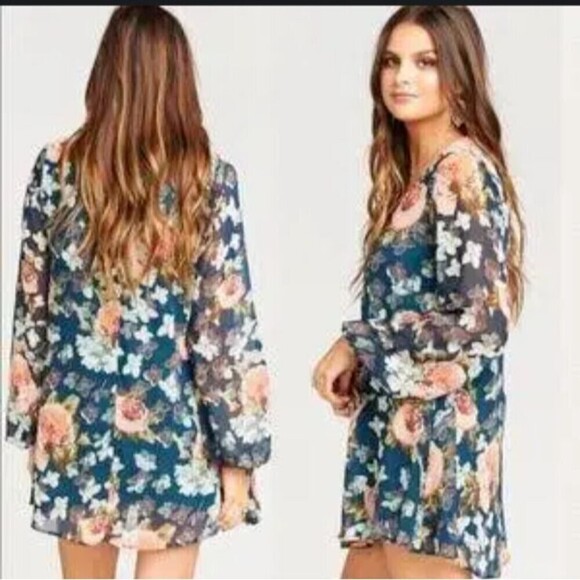 Show Me Your Mumu Donna Michelle Tunic Dress V Neck Multicolor XSmall Floral - Picture 2 of 10